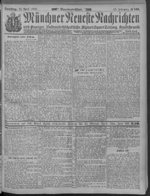 Münchner neueste Nachrichten Samstag 12. April 1890