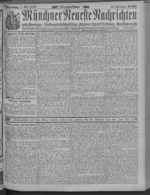 Münchner neueste Nachrichten Donnerstag 1. Mai 1890