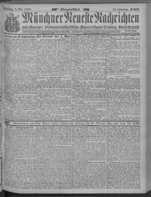 Münchner neueste Nachrichten Freitag 2. Mai 1890