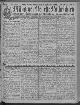 Münchner neueste Nachrichten Sonntag 4. Mai 1890