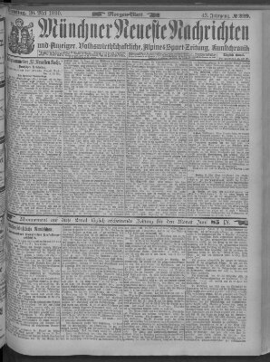 Münchner neueste Nachrichten Dienstag 20. Mai 1890