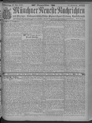 Münchner neueste Nachrichten Donnerstag 29. Mai 1890