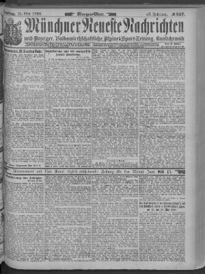 Münchner neueste Nachrichten Samstag 31. Mai 1890