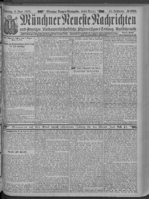 Münchner neueste Nachrichten Sonntag 8. Juni 1890