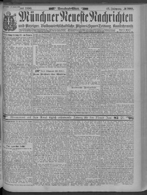 Münchner neueste Nachrichten Dienstag 10. Juni 1890