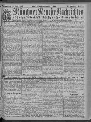 Münchner neueste Nachrichten Donnerstag 12. Juni 1890