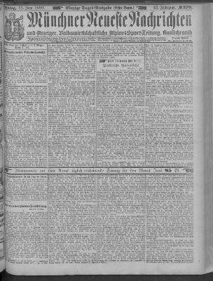 Münchner neueste Nachrichten Sonntag 15. Juni 1890