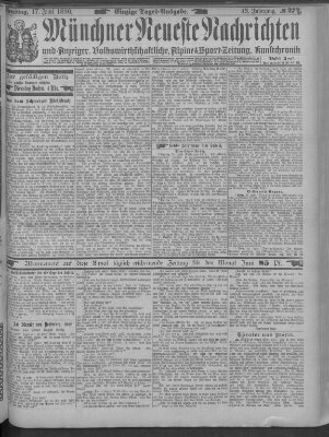 Münchner neueste Nachrichten Dienstag 17. Juni 1890