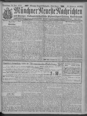 Münchner neueste Nachrichten Dienstag 24. Juni 1890