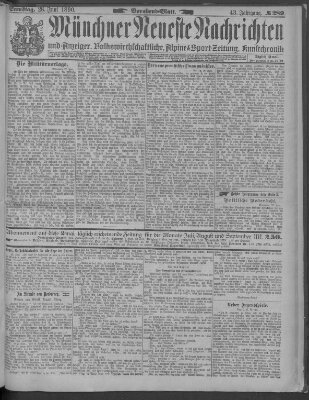 Münchner neueste Nachrichten Samstag 28. Juni 1890