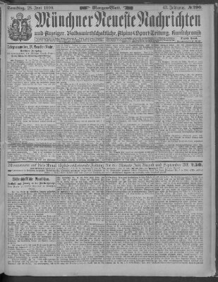 Münchner neueste Nachrichten Samstag 28. Juni 1890