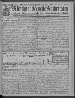 Münchner neueste Nachrichten Sonntag 29. Juni 1890