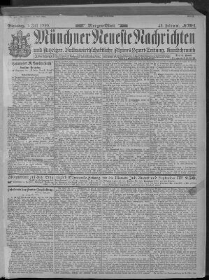 Münchner neueste Nachrichten Dienstag 1. Juli 1890