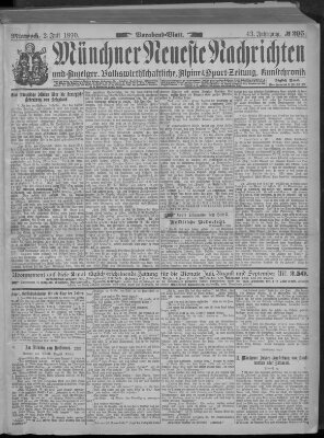 Münchner neueste Nachrichten Mittwoch 2. Juli 1890