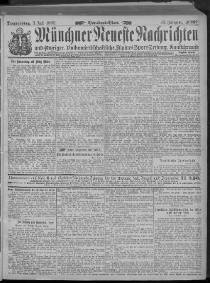 Münchner neueste Nachrichten Donnerstag 3. Juli 1890