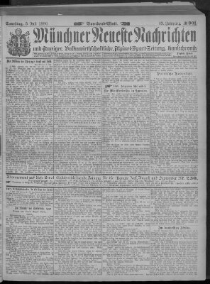 Münchner neueste Nachrichten Samstag 5. Juli 1890