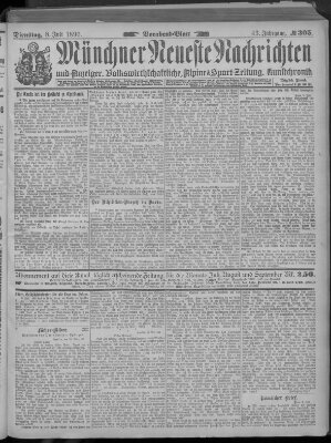 Münchner neueste Nachrichten Dienstag 8. Juli 1890