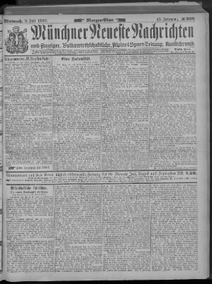 Münchner neueste Nachrichten Mittwoch 9. Juli 1890