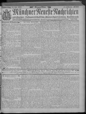 Münchner neueste Nachrichten Donnerstag 10. Juli 1890