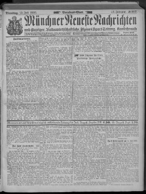 Münchner neueste Nachrichten Dienstag 15. Juli 1890