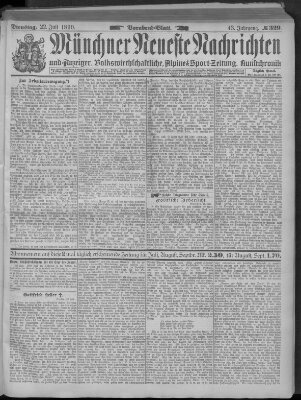 Münchner neueste Nachrichten Dienstag 22. Juli 1890