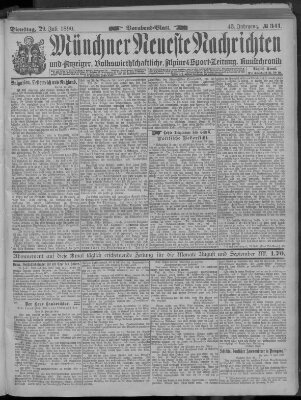 Münchner neueste Nachrichten Dienstag 29. Juli 1890