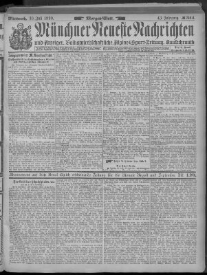 Münchner neueste Nachrichten Mittwoch 30. Juli 1890