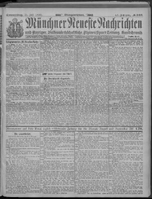 Münchner neueste Nachrichten Donnerstag 31. Juli 1890