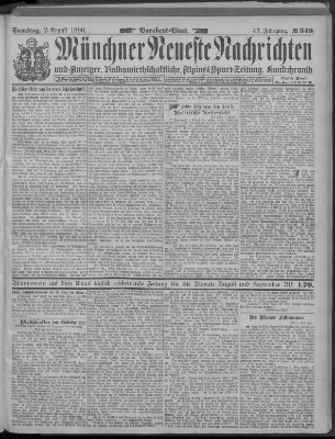 Münchner neueste Nachrichten Samstag 2. August 1890