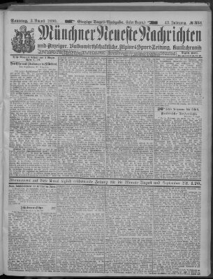 Münchner neueste Nachrichten Sonntag 3. August 1890