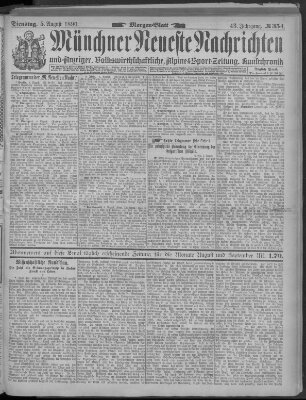 Münchner neueste Nachrichten Dienstag 5. August 1890