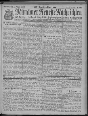 Münchner neueste Nachrichten Donnerstag 7. August 1890