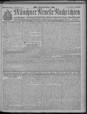 Münchner neueste Nachrichten Donnerstag 7. August 1890