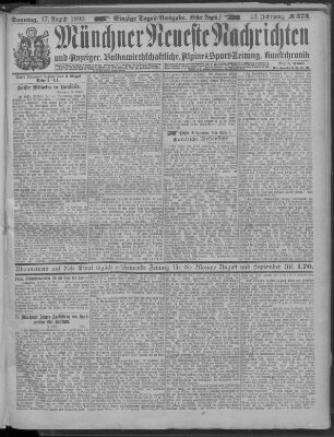 Münchner neueste Nachrichten Sonntag 17. August 1890