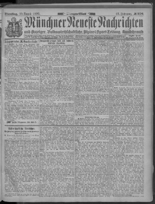 Münchner neueste Nachrichten Dienstag 19. August 1890