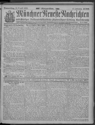 Münchner neueste Nachrichten Donnerstag 21. August 1890