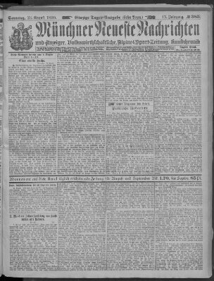 Münchner neueste Nachrichten Sonntag 24. August 1890