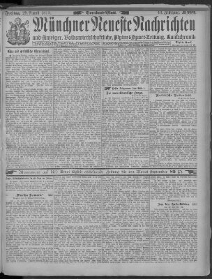 Münchner neueste Nachrichten Freitag 29. August 1890