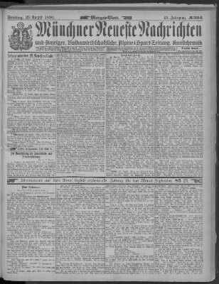 Münchner neueste Nachrichten Freitag 29. August 1890