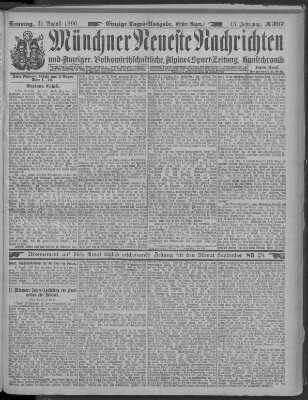 Münchner neueste Nachrichten Sonntag 31. August 1890