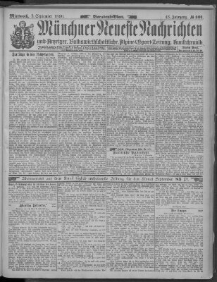 Münchner neueste Nachrichten Mittwoch 3. September 1890