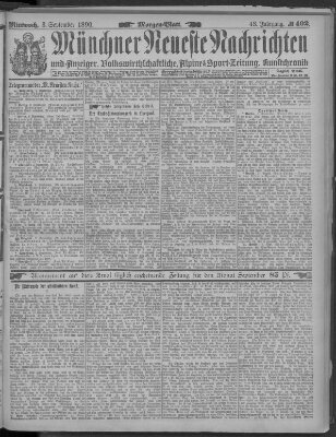 Münchner neueste Nachrichten Mittwoch 3. September 1890