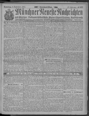 Münchner neueste Nachrichten Samstag 6. September 1890