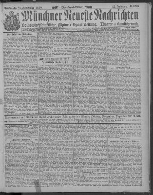 Münchner neueste Nachrichten Mittwoch 24. September 1890