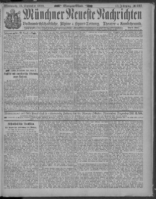 Münchner neueste Nachrichten Mittwoch 24. September 1890