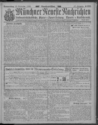 Münchner neueste Nachrichten Donnerstag 25. September 1890