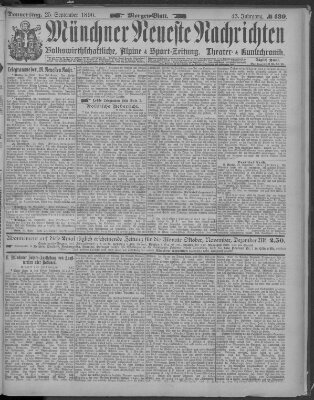 Münchner neueste Nachrichten Donnerstag 25. September 1890