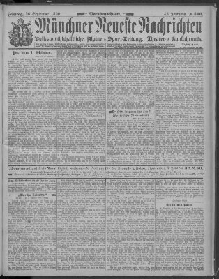 Münchner neueste Nachrichten Freitag 26. September 1890