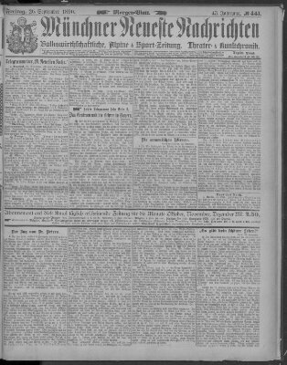 Münchner neueste Nachrichten Freitag 26. September 1890