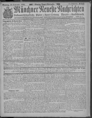 Münchner neueste Nachrichten Montag 29. September 1890